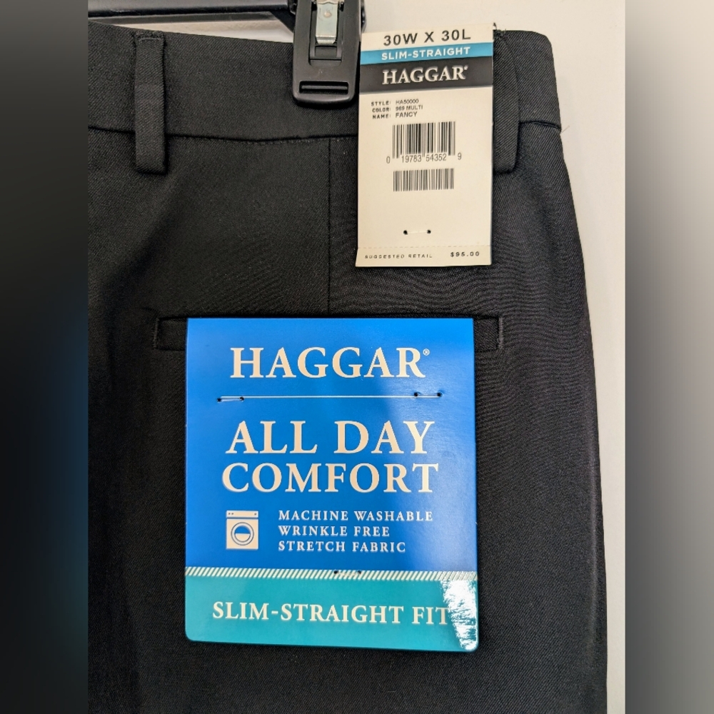 Haggar Black Slim-Straight Trousers - Picture 3 of 6